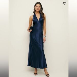 Reformation Daniela Blue Satin Maxi Dress
